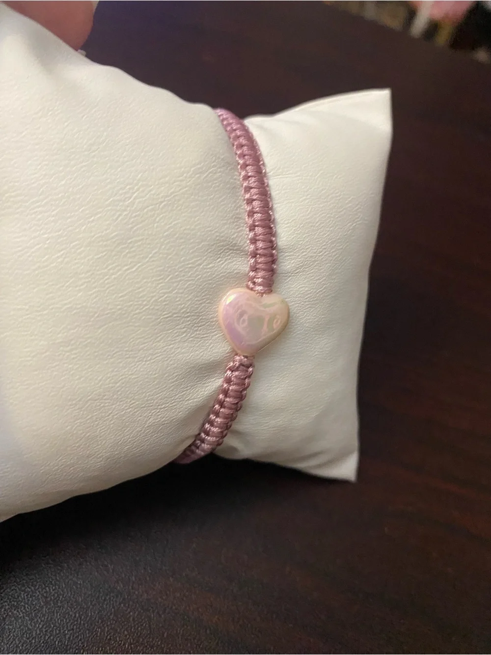 Pink Heart Macramé Bracelet with Glossy Heart Charm